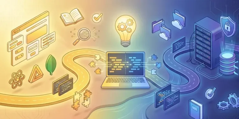 A laptop surrounded by a light bulb and various office supplies on a wooden desk.