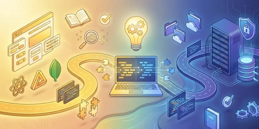 A laptop surrounded by a light bulb and various office supplies on a wooden desk.